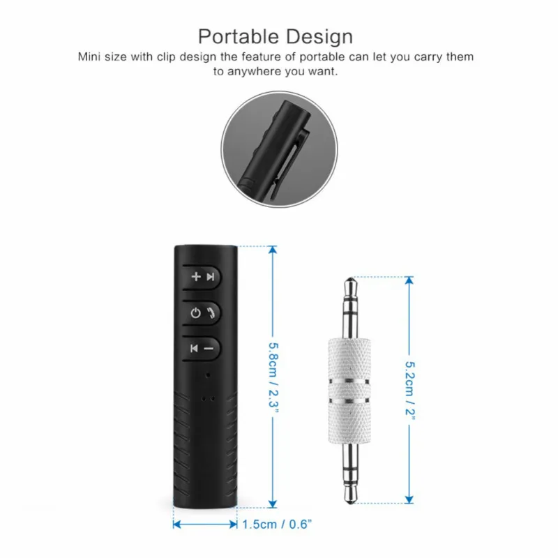 Portable Wireless Bluetooth 4.1 Receiver Back Clip 3.5mm Stereo Audio Adapter Blutooth Auxiliary Car Headphone Jack|headphone jack bluetooth