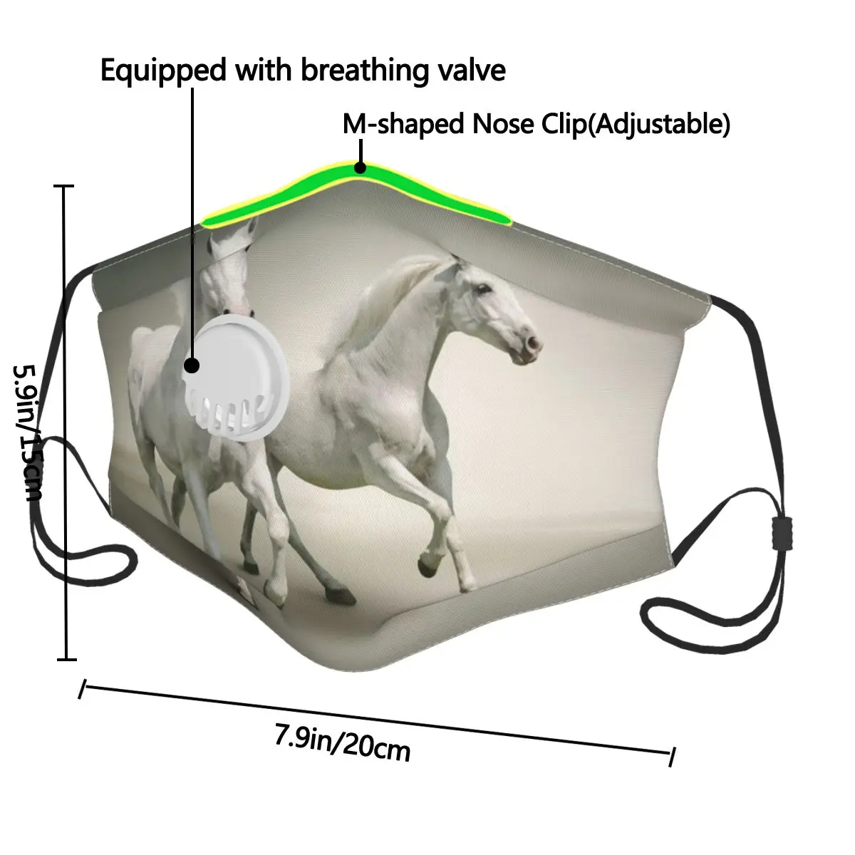 

White Horse Mouth Face Mask Anti Haze/Anti Dust Mouth Mask Respirator With Filter Respirator