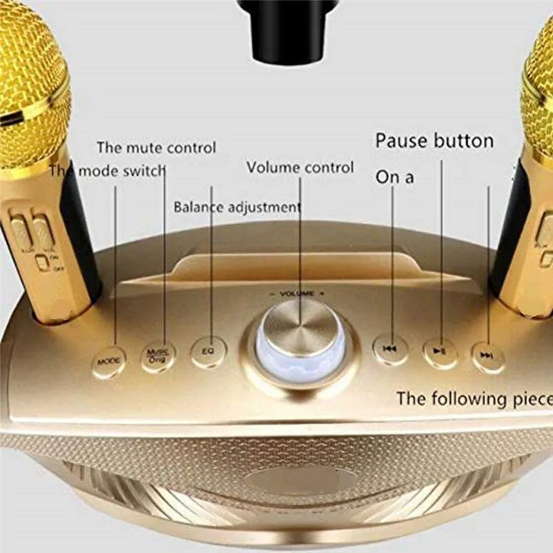 

Bluetooth Connection Portable Family Karaoke Player System Two Wireless Microphones Stereo Bluetooth Speaker Karaoke Speakers