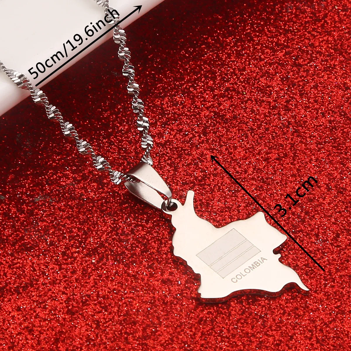 Stainless Steel Gold Color Colombia Map Pendant Necklace Trendy Colombian Flag Chain Jewelry |