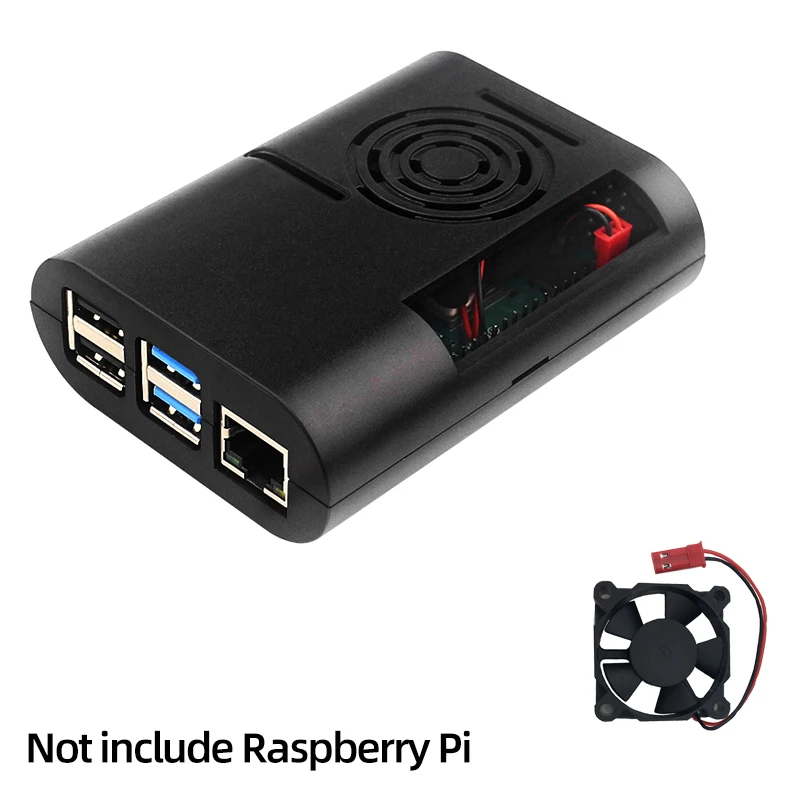 

Raspberry Pi 4 ABS Case Black Transparent Box Plastic Protective Shell Support Cooling Fan for Raspberry Pi 4 Model B