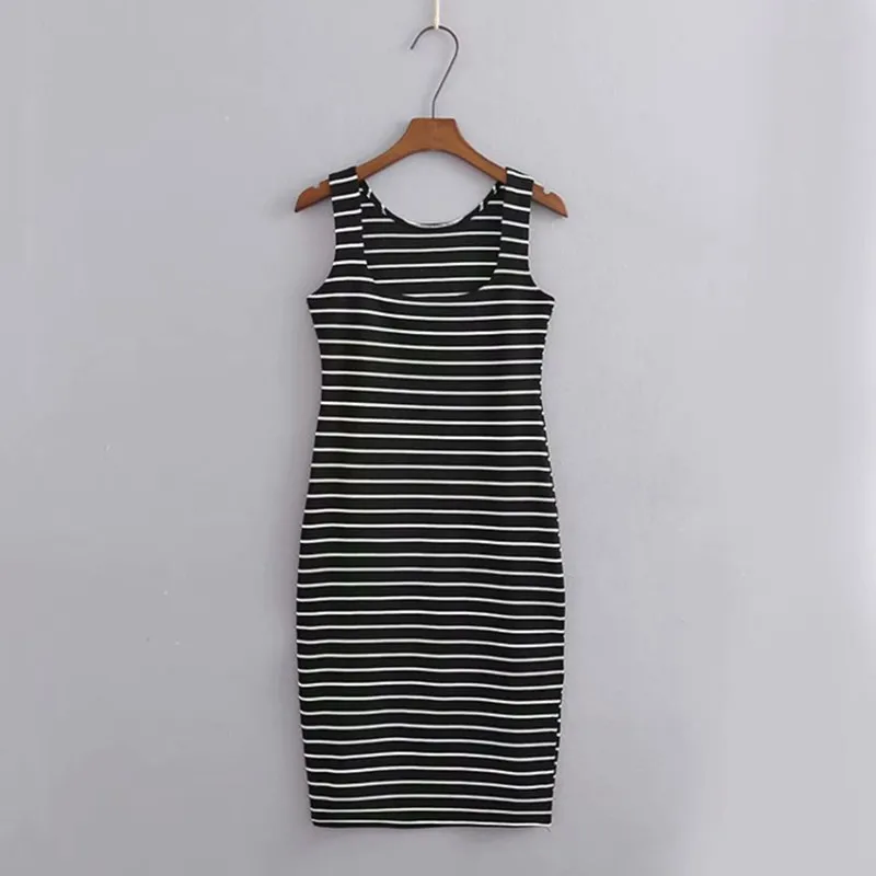 

2021 Dress Sexy Slim Split Fork Stripe Vest All-match Slim Thin Sleeveless
