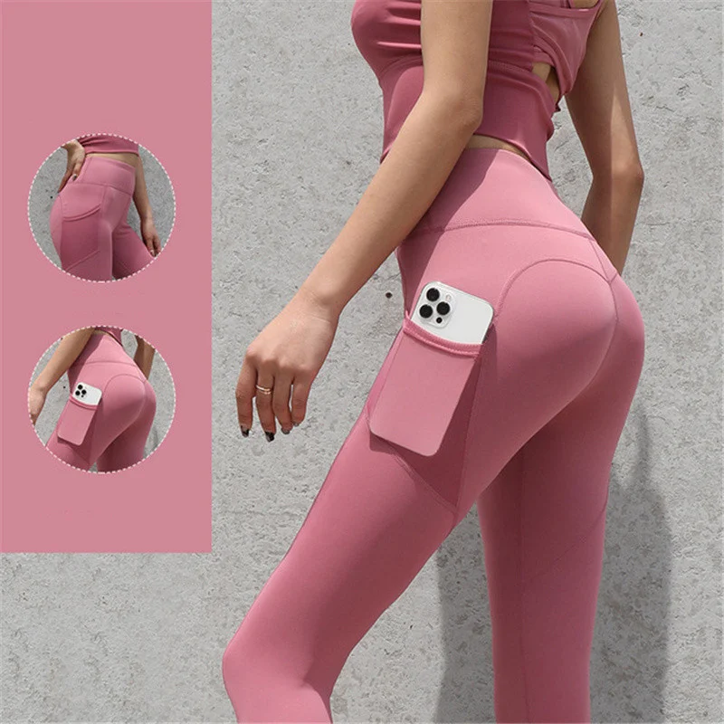 

High Waist Women's Sports Pants Gym Clothing Girl Leggins Push Up Sweatpants Seamless Tights Leggings Yoga Fitness With Pocket