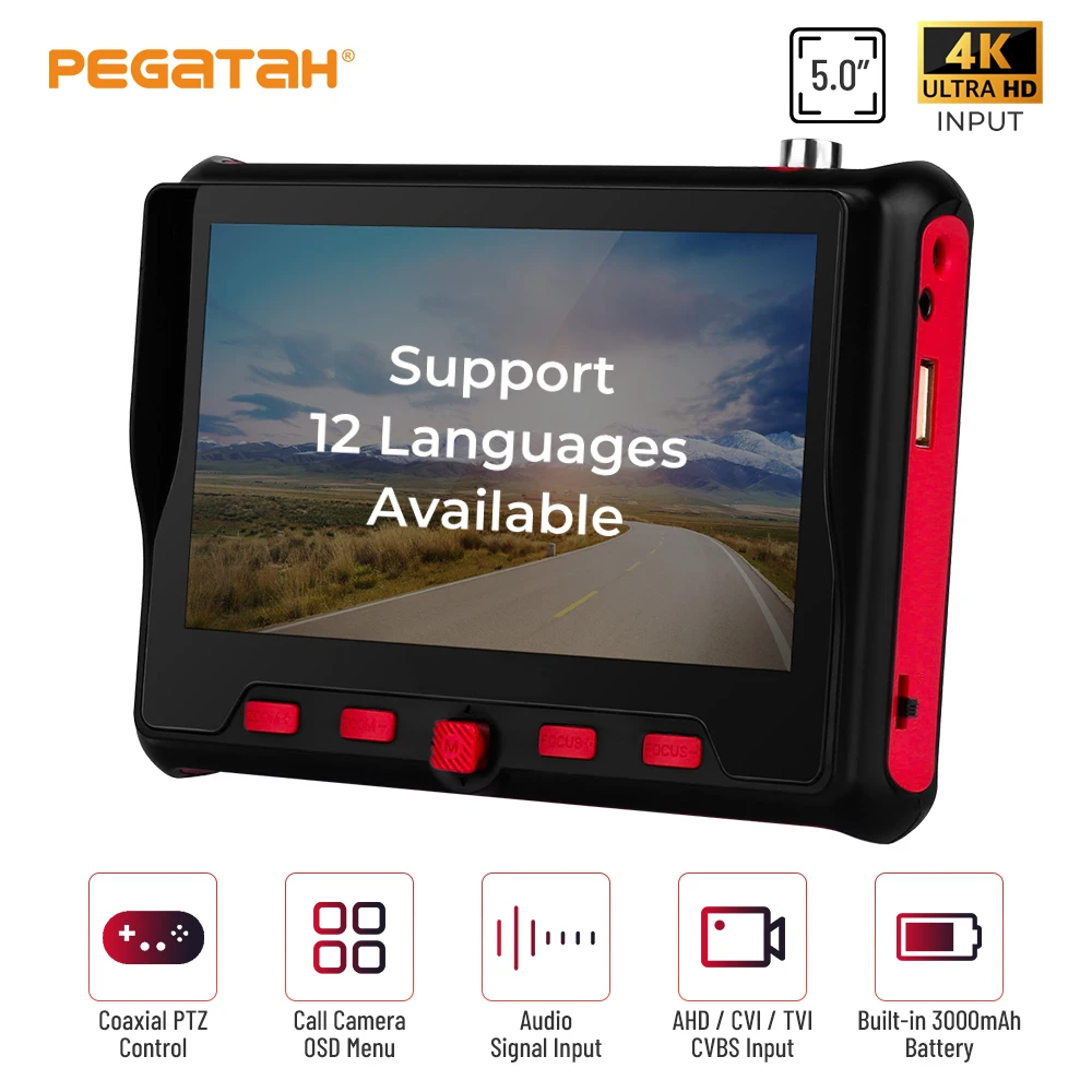 5 дюймовый тестер системы скрытого видеонаблюдения камера Мини монитор AHD TVI CVI