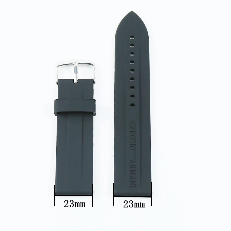 Men's silicone strap watch accessories pin buckle 23mm rubber strap for Armani AR0527 ladies sports and leisure waterproof strap