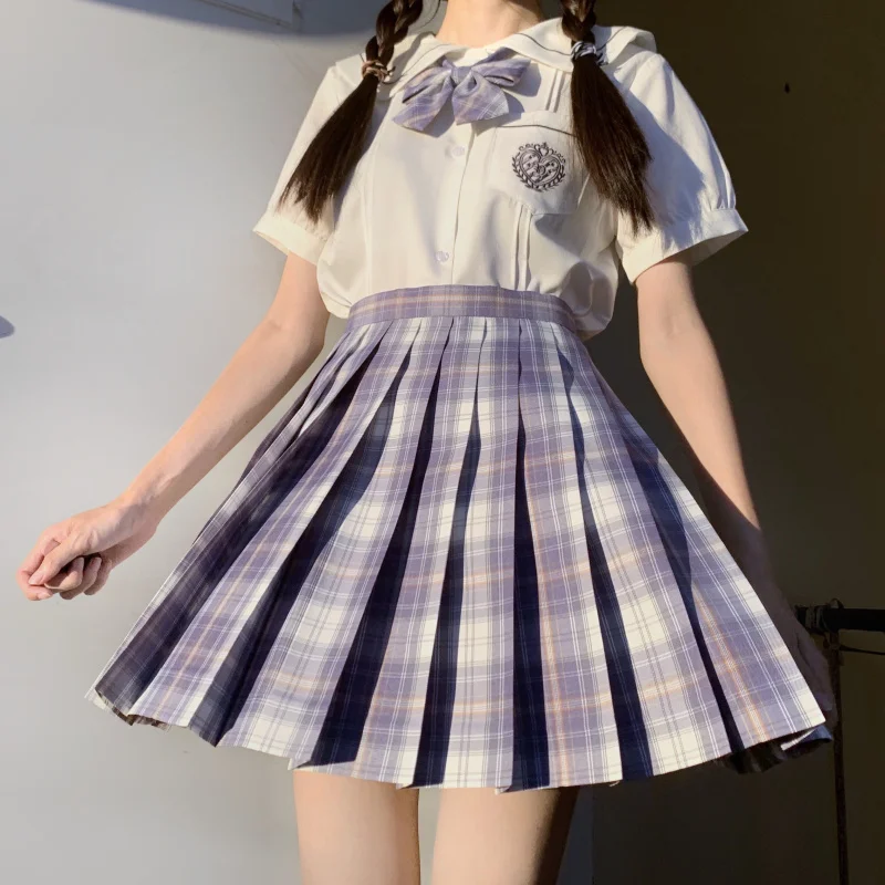 

Sweet Mori Girl Preppy Style Autumn Winter JK Uniform Skirt Japanese Women Pleated Plaid skirt Student High waist Bust skirt