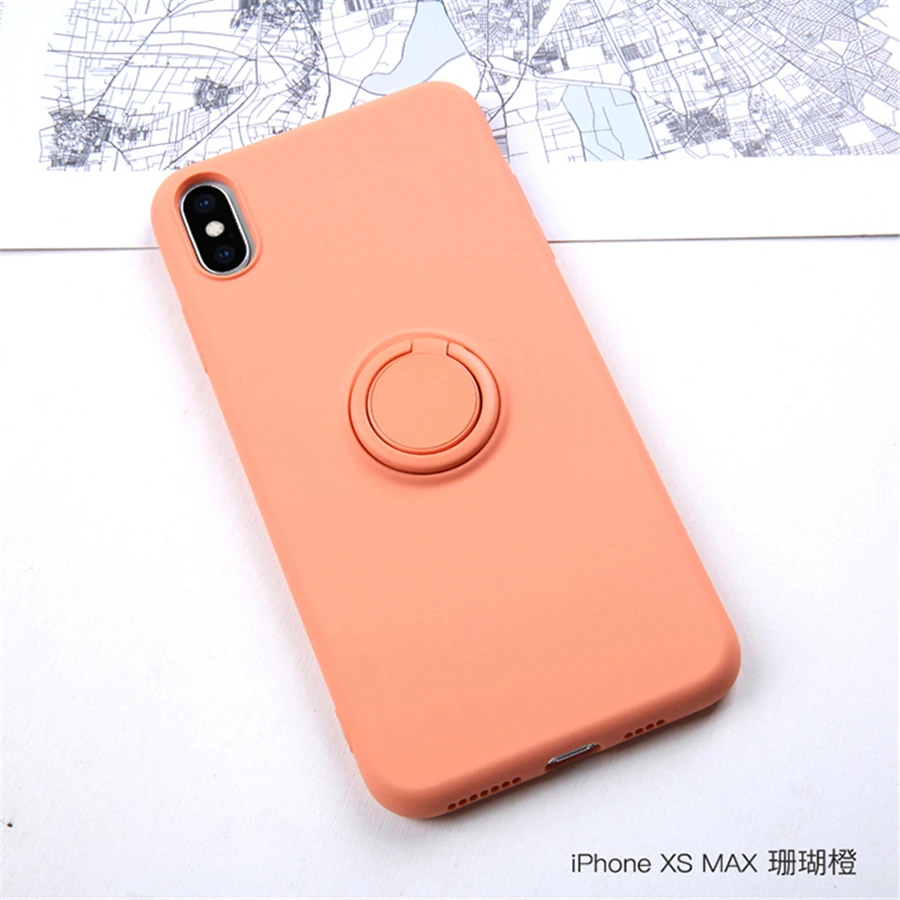 Магнитный держатель кольца для телефона для iPhone XS MAX XR X 8 7 6 6S Plus тонкие Чехлы вращение на 360 градусов Автомобильный держатель Крышка - Цвет: Оранжевый