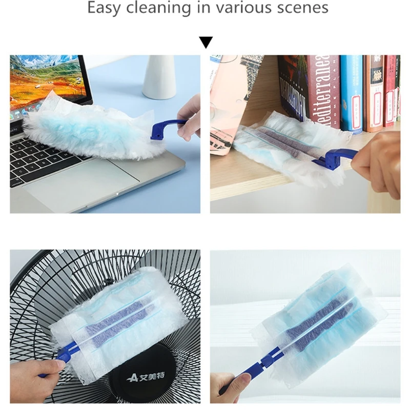 floor steam cleaner Disposable Dust Remover Handle with 10pcs Replaceable Brush Head Household Fiber Lint Free Electrostatic Cleaner Tool h20 steam mop