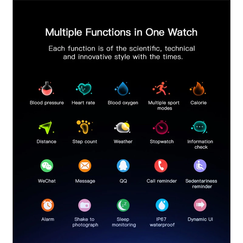 

Bluetooth Bracelet Smart Watch Dynamic Screen Fitness Tracker Heart Rate Monitor Multifunction Sport Waterproof Smartwatch EH#