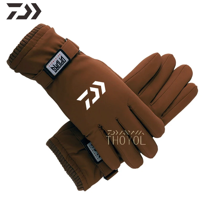 

Daiwa Men Winter Fishing Clothes outdoor cycling waterproof Thermal Solid Gloves durable Anti Slip Windproof fishing gloves