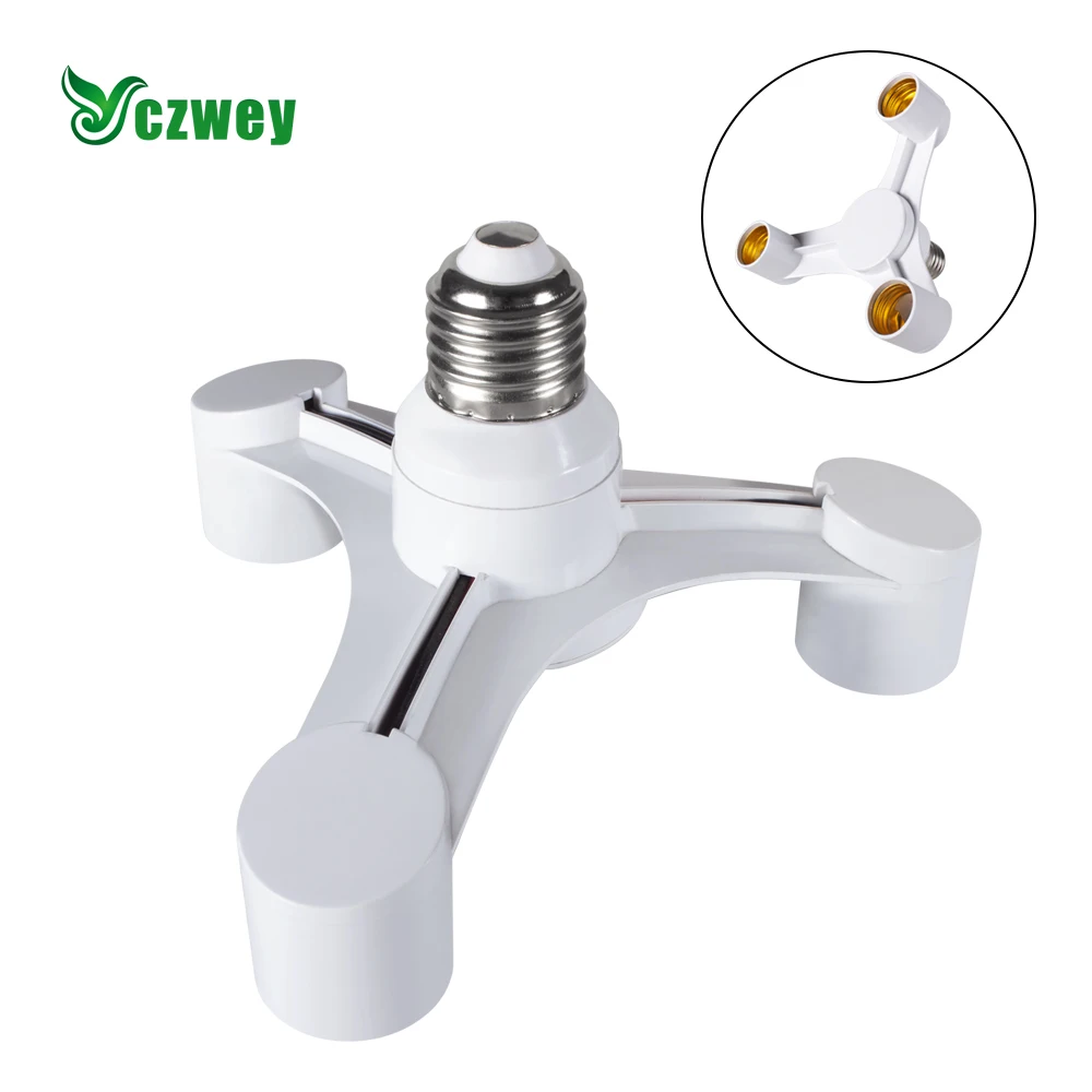 

E27 to 3E27 Fireproof Material LED Bulb Socket Splitter Adapter Bracket Suitable For LED Bulbs Energy-saving Lamps Halogen Lamps