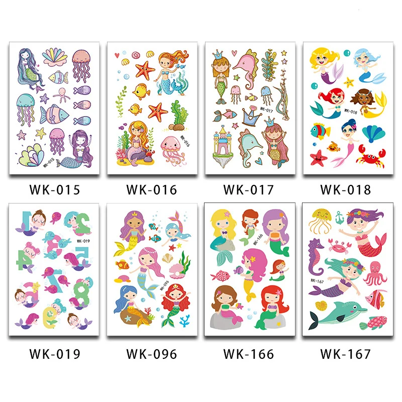 4PCS Birthday Decor Temporary Tattoo Sticker Happy Favors Kids Party Decorations Mermaid Pattern | Дом и сад