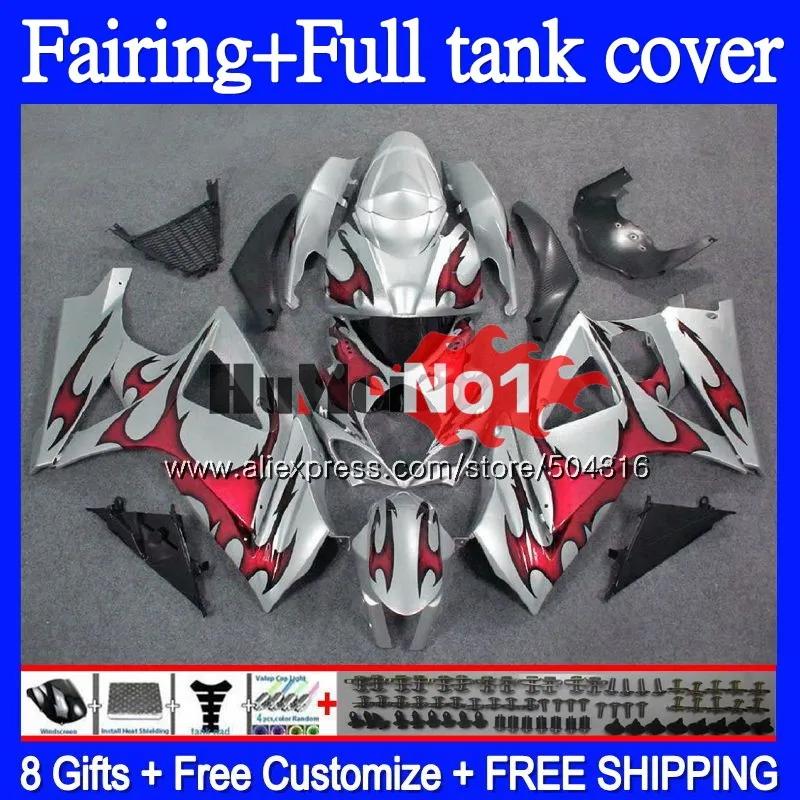 

+ Комплект резервуара для SUZUKI GSX-R1000 GSXR 1000 1000CC CC Red Flame 69MC.111 GSXR-1000 GSX R1000 GSXR1000 K7 07 08 2007 2008 обтекатель