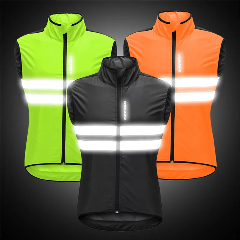 

WOSAWE High Visibility Cycling Vest Reflective MTB Sleeveless Windproof Windbreaker Bike Bicycle Jersey Safety Vest Wind Coat