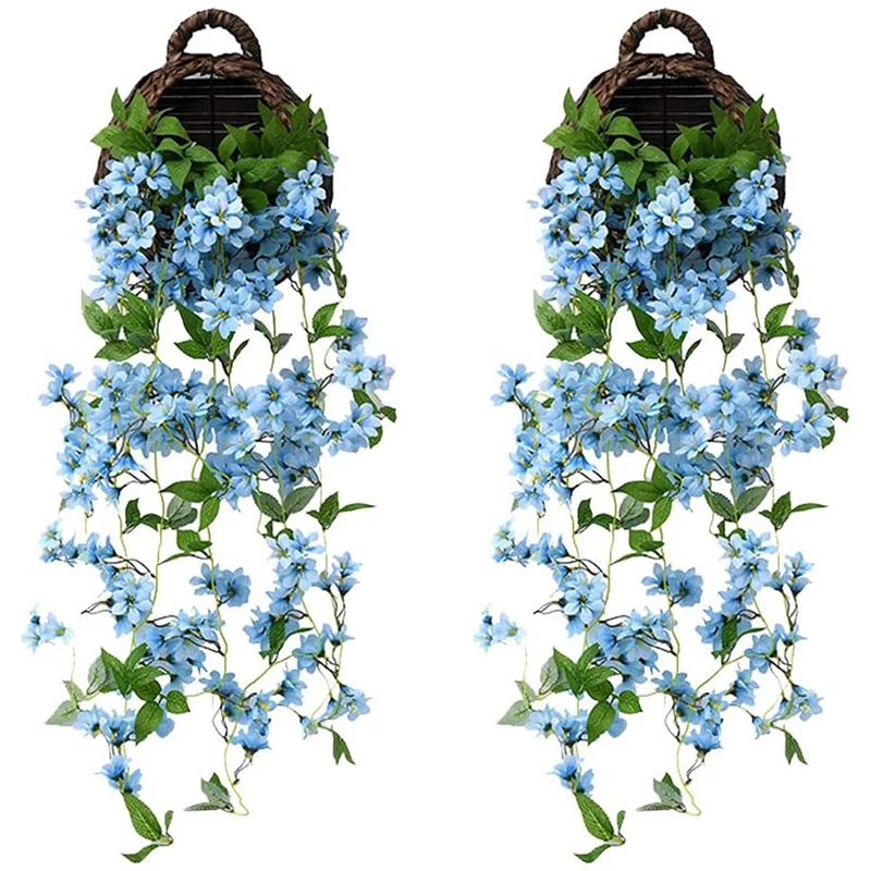 

Tofok, синие искусственные цветы, фотообои, искусственная лоза для свадьбы, домашний декор, украшение для вечеринки, сада, стены