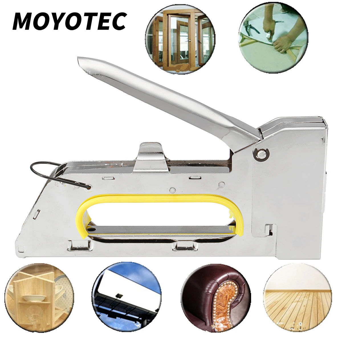 

MOYOTEC Multitool Nail Staple Gun Furniture Stapler For Framing Paper Window with 2400pc Staples Woodworking Tacker Tools