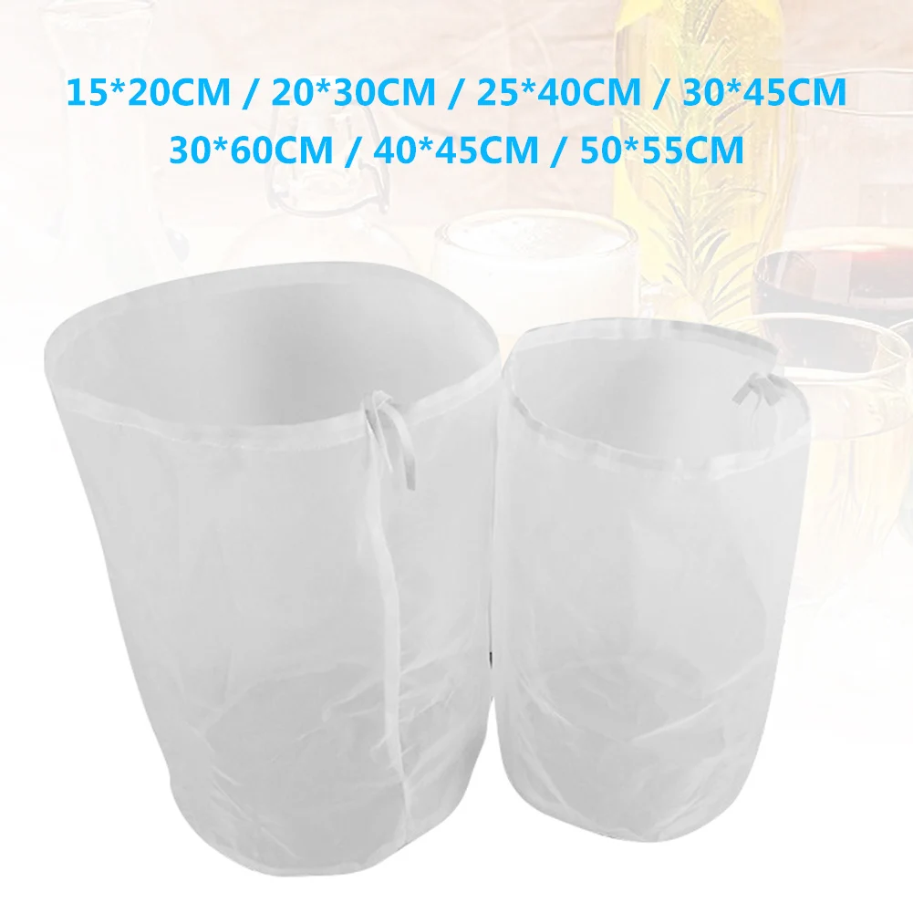 Home Reusable Drawstring 100 Mesh Wine Beer Juice Coffee Brew Filter cloth Bag Pouch colander | Дом и сад