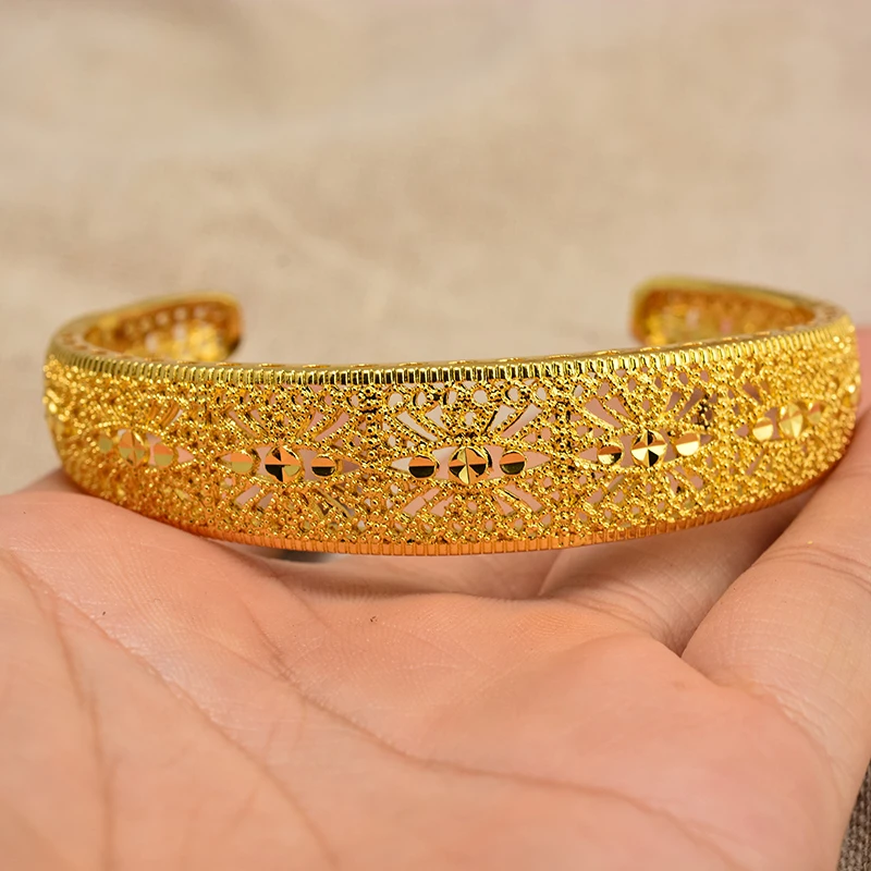 

Islam Half open 1PCS Flower Bracelets Women Girls Dubai Bracelet Jewelry Arab Middle Eastern African Metal Bangles Wedding Gift