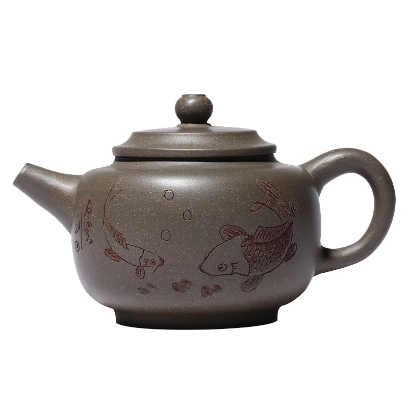 

Yixing Zisha teapot raw ore qingduan mud Shuangyu Dezhen teapot famous hand carved tea set gifts