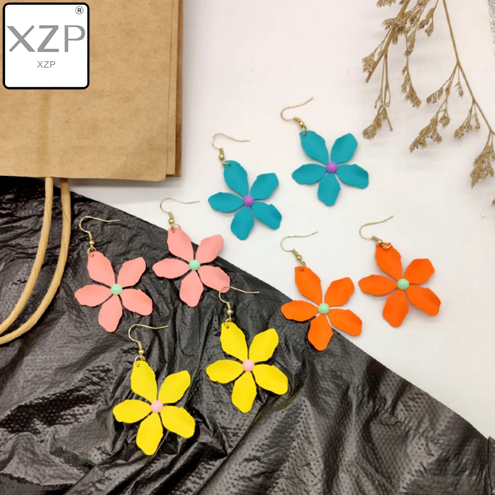 XZP 2019 летний богемный пляжный отдых Разноцветные серьги в форме лепестков цветка