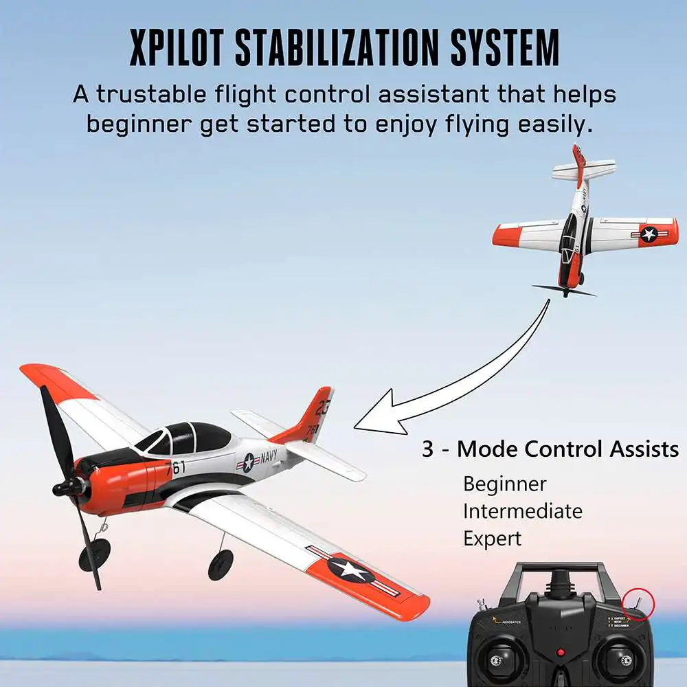 Eachine Mini T-28 RC Airplane Trojan EPP 400mm Wingspan 2.4G 6-Axis Gyro Trainer Fixed Wing RTF One Key Return for Beginner | Игрушки и