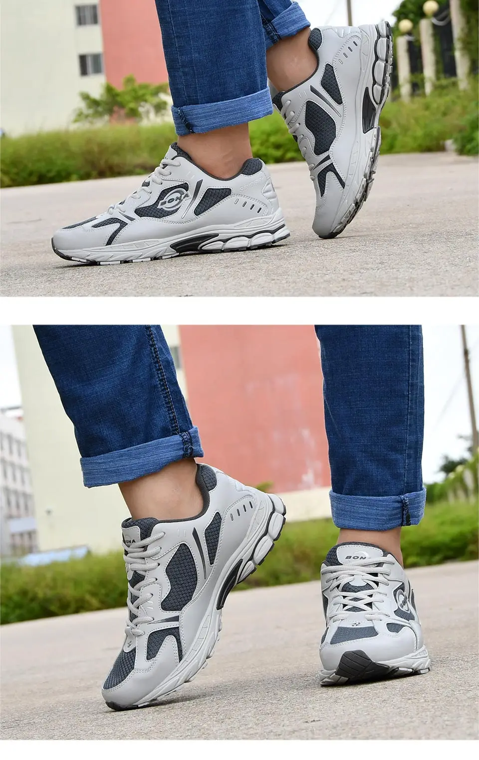 BONA Brand Sneakers Mesh Breathable Men Running Shoes Classical Fashion Outdoor Sport Shoes Male Low Tops Jogging Shoes
