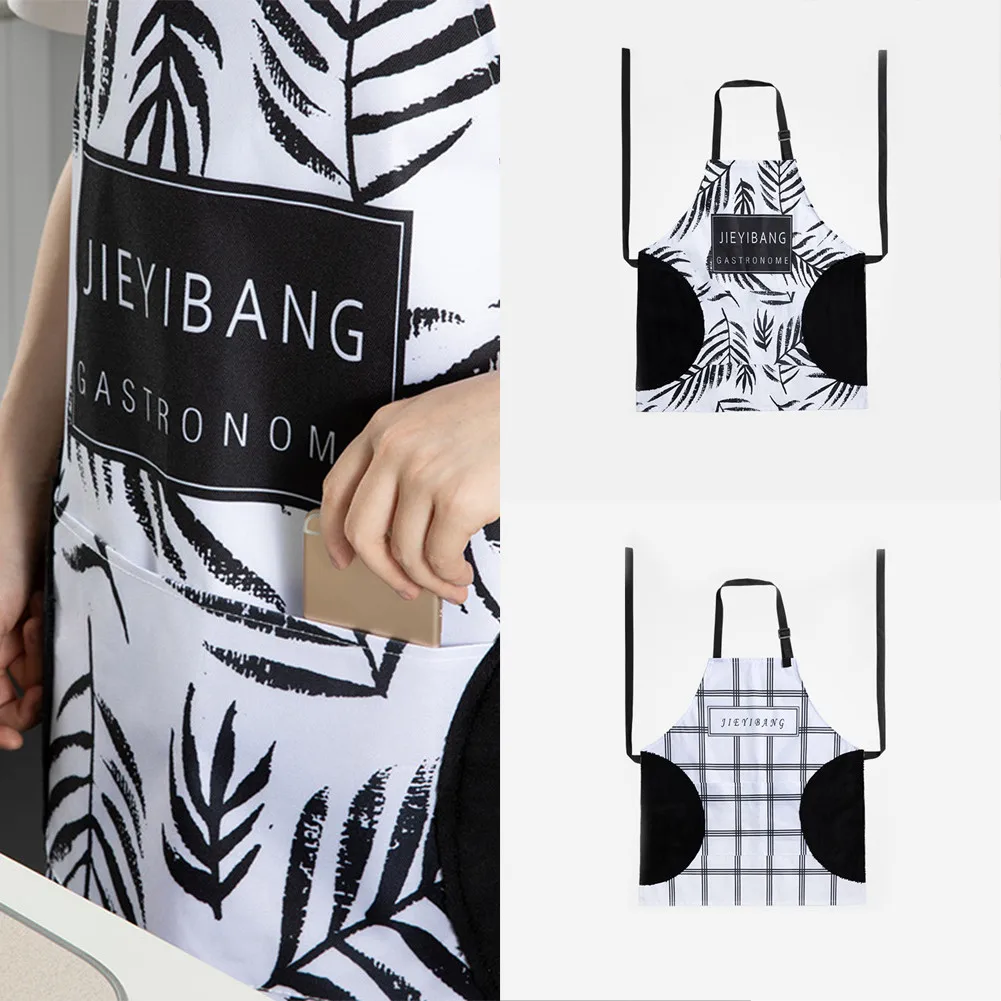 

Creative Coral Velvet Hand-wiping Apron Water-proof Anti-oil Cooking Kitchen Fashion Waist Adjustable Apron Cooking Cover