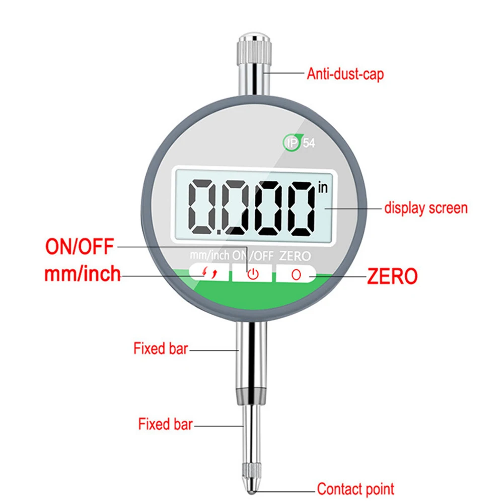 

Dial Indicator Gauge Meter IP54 Digital Dial Indicator Probe 0-12.7mm High Precision Measuring Gauging Tool 0.001mm Indicators