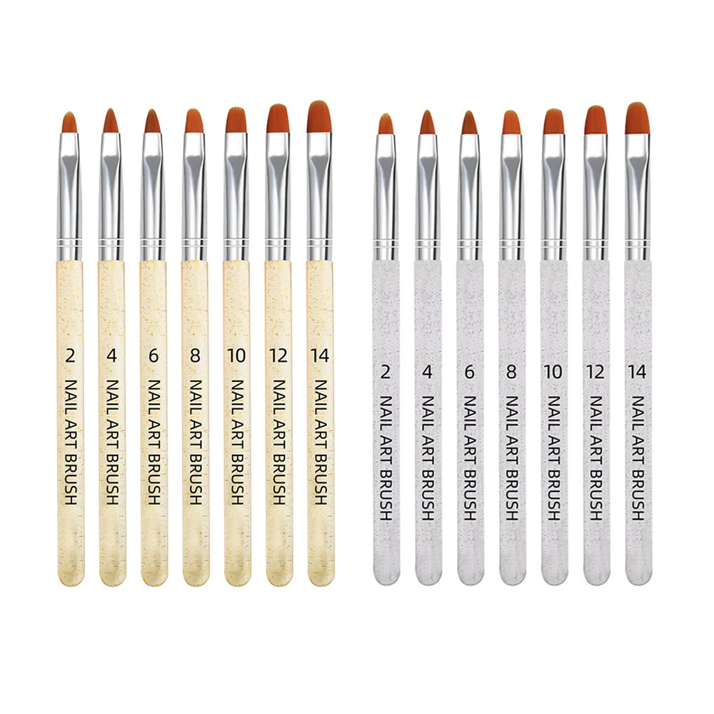 

7 шт./компл. ручка для дизайна ногтей, кисть для УФ-геля, ручка, прозрачная акриловая кисть для рисования ногтей, инструменты для рисования, вы...