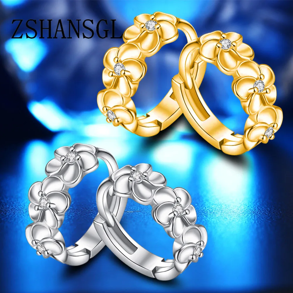 Аутентичные 925 стерлингового серебра Цвет цветок Форма серьги со шпилькой для