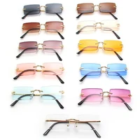 new sunglasses rimless sun glasses unisex rectangle eyeglasses anti uv spectacles alloy templeas ornamental color lens adumbral