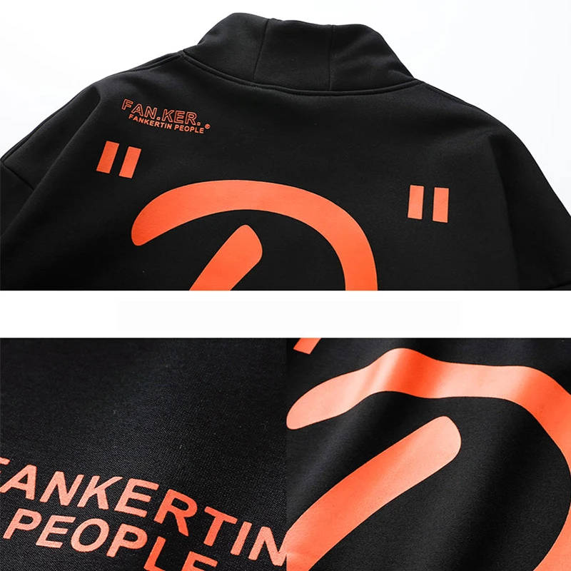 

Single Road Mens Hoodies Men 2020 Winter High Collar Oversized Sweatshirt Hip Hop Japanese Streetwear Harajuku Black Hoodie Men