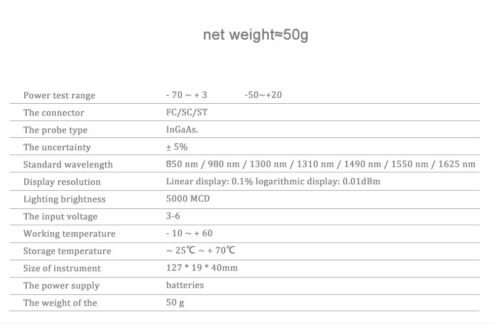 Ftth высокоточный портативный мини-волоконно-оптический измеритель мощности-70+ 3 дБм волоконно-оптический кабель тестер-50-+ 20