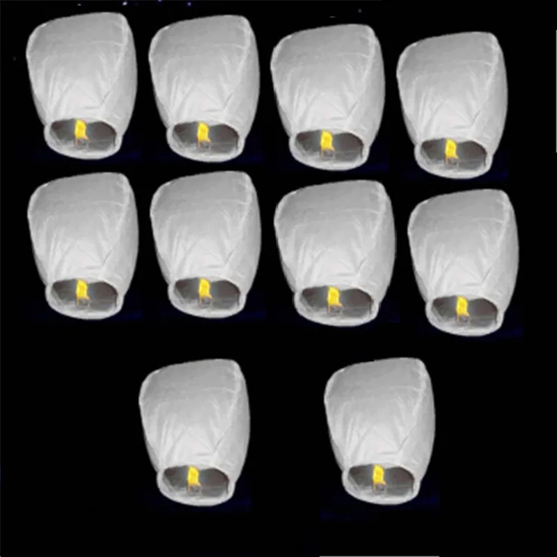 

10pcs / lot white DIY Chinese Sky Paper Flying Wishing Lanterns Fly Candle Lamps Christmas Party Birthday Wedding Decoration