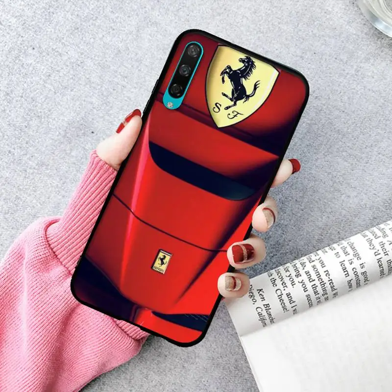 

Luxury Car Ferrari Black Soft Phone Case For Huawei P20 30 40 Pro Mate 20x 30 40 Pro Nova6 7 Honor 9X 10