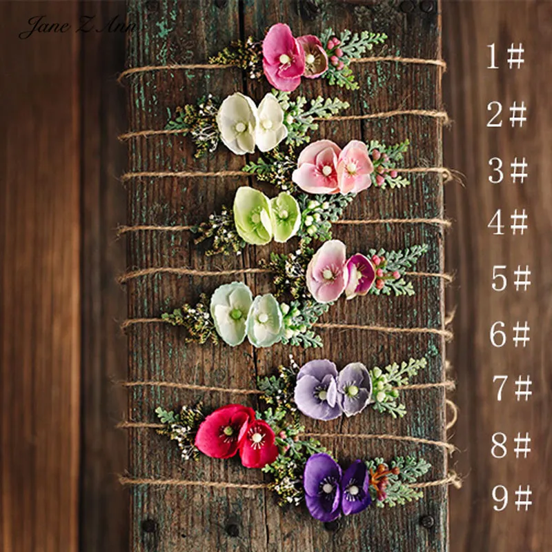 

Повязка на голову с цветами в стиле лес, на 1 год/100 день/для новорожденных