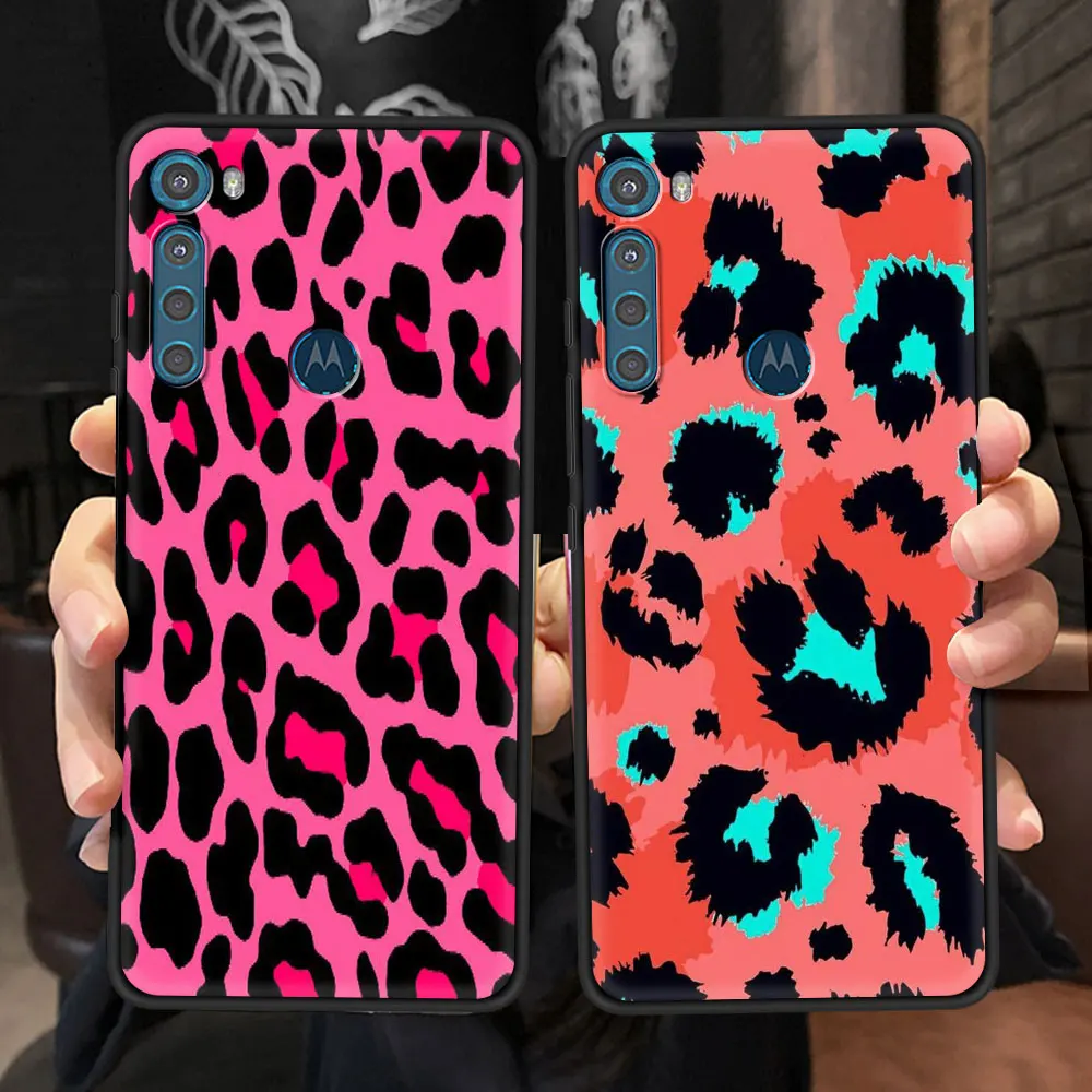 Case for Motorola Moto G9 Play G8 Power Lite One Fusion Plus Hyper G30 Black G Stylus Phone Cover Funda Luxury Leopard Painted