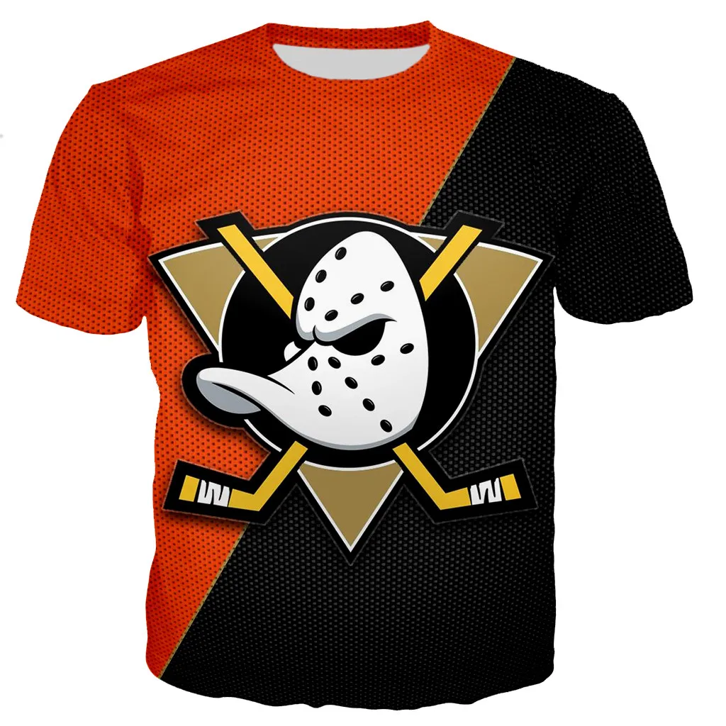 

Summer Men's 3D Printing Ice Hockey Duck Children's Short-sleeved Casual Cool Top T-shirt