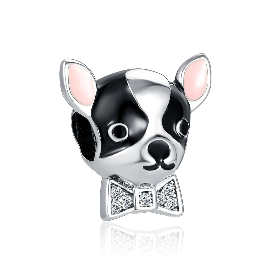 Женский серебристый розовый браслет с подвесками в виде собачьей лапы |