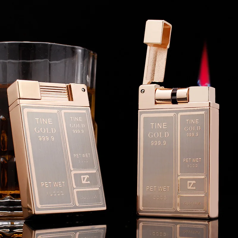 

Butane Torch Lighter Red Flame Windproof Personality Creative Forward Rolling Ignition Cigarette Lighter Gift for Men