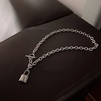 simple fashion small lock pendant necklace for women 2021 trend ins style punk choker chain street hip hop jewelry accessories