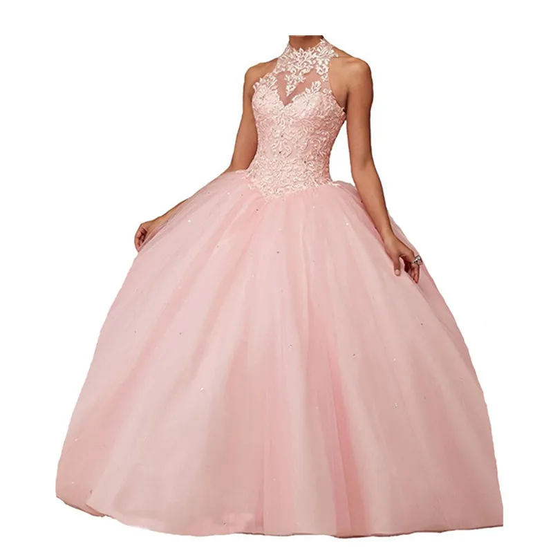 CharmingBridal бисером сладкий 16 Платья без рукавов с лямкой через шею тонкой талией