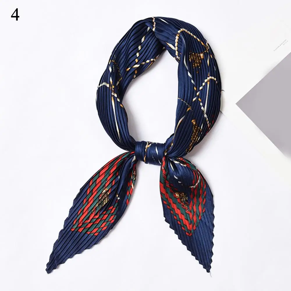 Hot Sale--4 Модный плиссированный шарф в полоску, в горошек, маленький квадратный шарф, бандана, летний Ретро стиль, женский Шелковый атласный платок, шейный платок - Цвет: Hot Sale--4