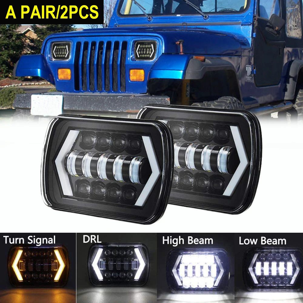 

Pair 5x7" 7x6 LED Headlight Hi/Lo DRL Beam for Ford E-100 E-150 E-250 E-350 Econoline Jeep TOYOTA PICKUP TRUCK Freightliner FL50