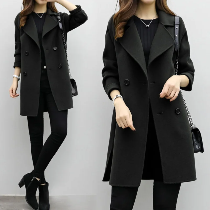 Новые осенне зимние пальто женские шерстяные больших размеров на зиму теплый для