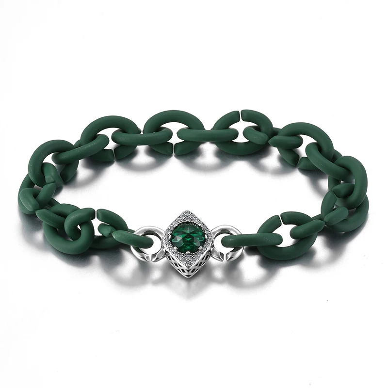Роскошные серебряные металлические бусины Sea Green Dazzing Цирконий жесткий резиновый