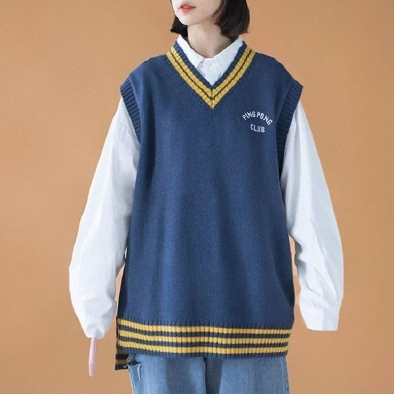 Japan School Preppy Style Sweater Vest Spring Autumn Cotton Knitted + Shirt JK Uniforms Cardigan Student Girls Cosplay | Тематическая