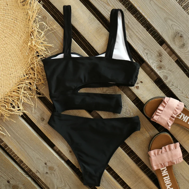 2021 New Sexy Black One Piece Swimsuit Women Cut Out Swimwear Push Up Monokini Bathing Suits Beach Wear Swimming Suit For Women