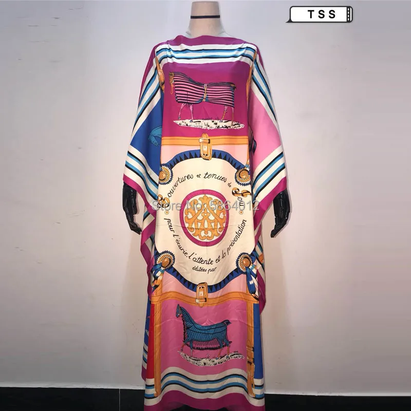 African Dashiki Dress Print Bohemia Silk Scarf Hijab Loose Elegant Muslim Abaya Bazin Robe Gowns Broder Riche Sexy Lady Party