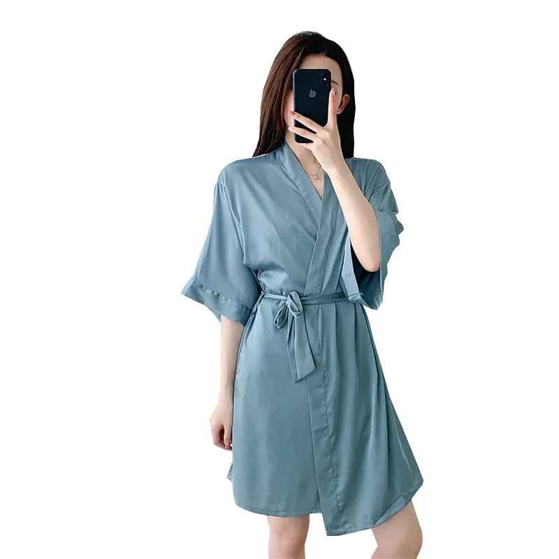 

Kimono Gown Bride Bridesmaid Wedding Robe Women Pink Robe Casual Soft Satin Nightdress Sleepwear Loose Lougne Intimate Lingerie